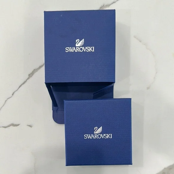 Swarovski Palladium-Plated-Metal and Crystal Earrings Blue NWT - Picture 4 of 6